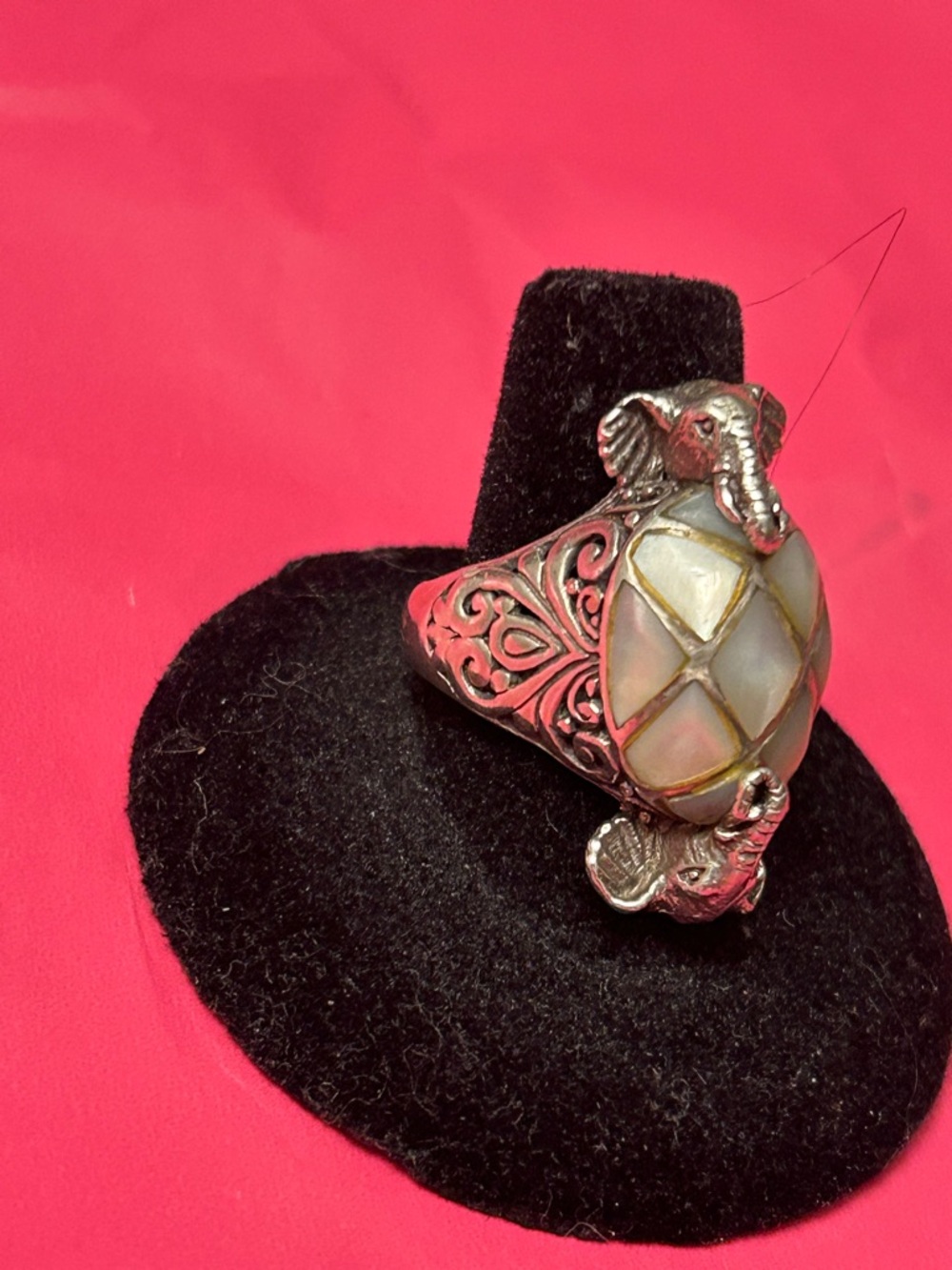 .925 Silver Elephant Statement Ring with moonstone - Picture 3 of 5